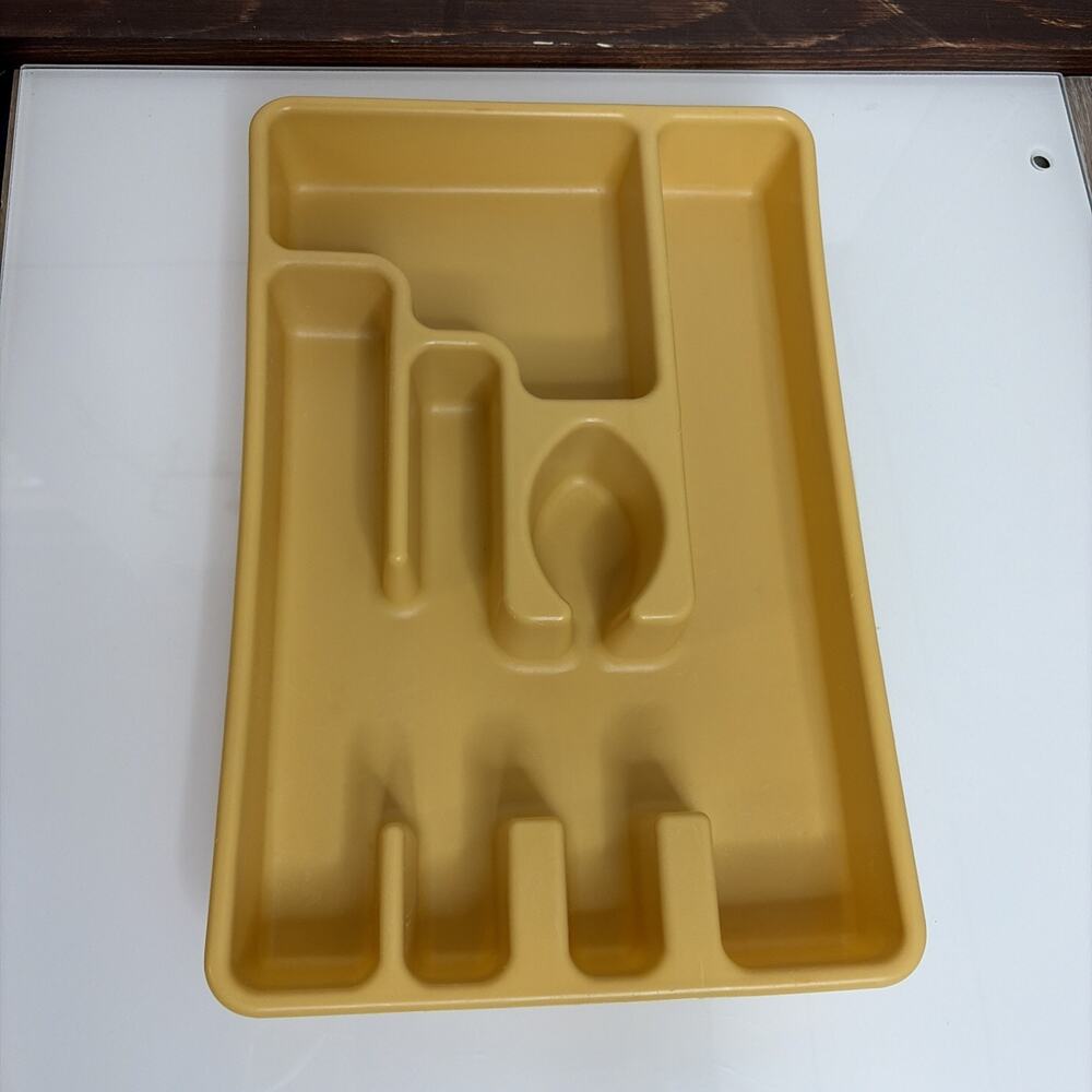 Vintage Rubbermaid Silverware Drawer Organizer Harvest Gold Made in USA